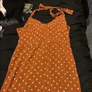 Burnt orange polka dot romper!!